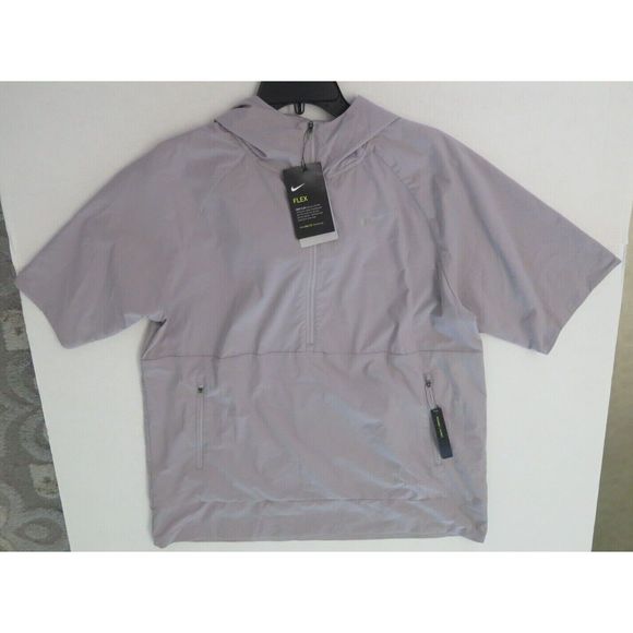 Nike 890110-027 Women's Sz L Gray Flex Running Hooded Short Sleeve Jacket - Picture 6 of 7
